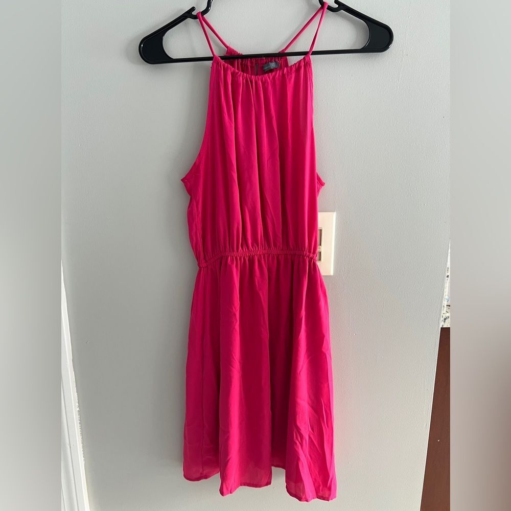 Women's Pink Halter Dress Size XS Cinched Waist